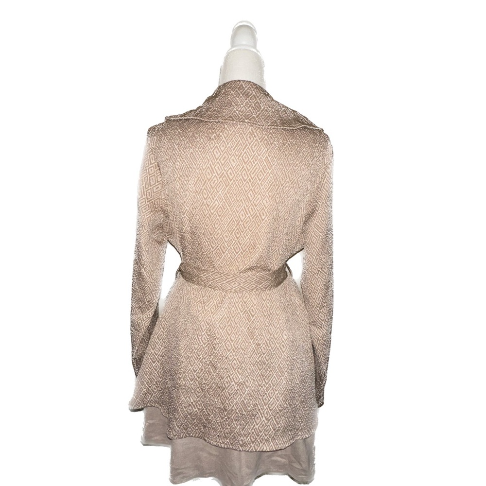 NEW - SHEIN - XL(12) | Geo Pattern Foldover Collar Layer Hem Belted Coat - Picture 6 of 11